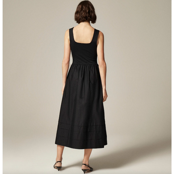 J.Crew Drop Waist Mixy Dress Midi Cotton A Line Minimalist Black Small NWT - Picture 2 of 11